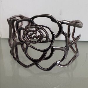 Vintage Joseph Esposito Sterling Silver Bracelet Cuff Rose design
